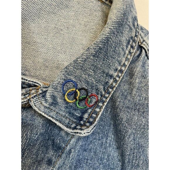 VINTAGE USA Olympic Team 1998 Jean Denim Jacket Men Medium Blue USA 90s - Picture 3 of 7